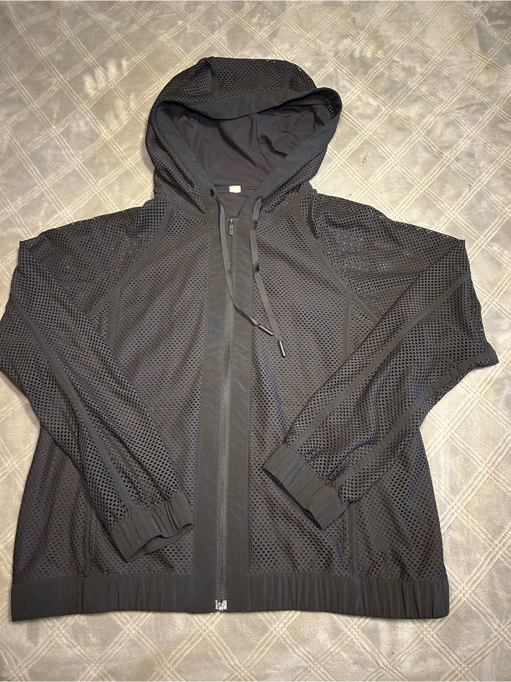 lululemon athletica Black Mesh Hooded Zip Jacket